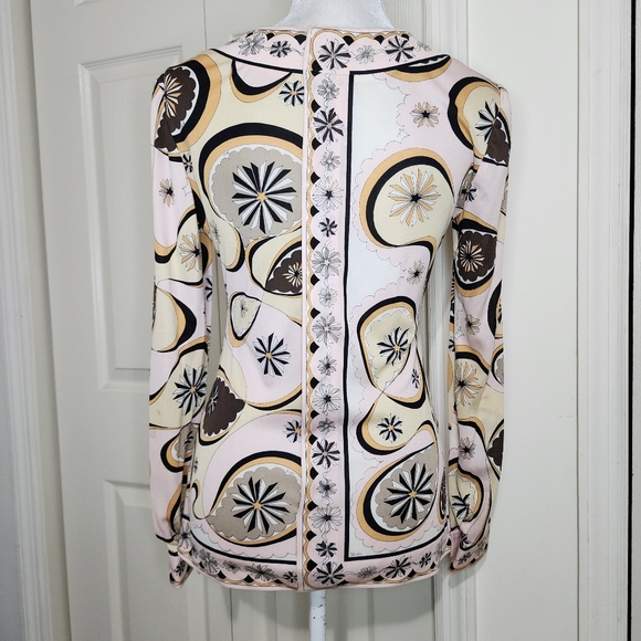Authentic Vintage EMILIO PUCCI Silk Blouse Sz 12 **Rare Print!!! - Picture 4 of 7